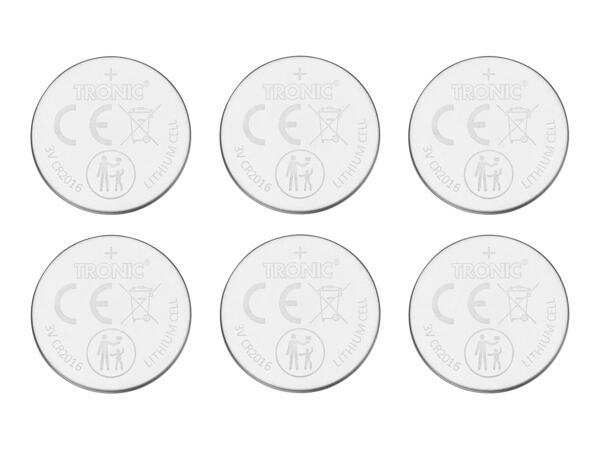 Tronic CR2016 Button Cell Batteries - 6 Pack