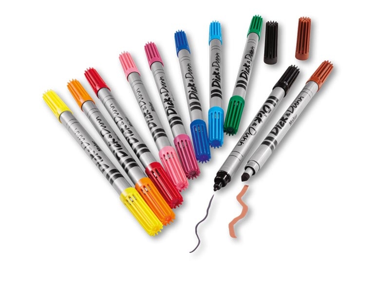 Feutres double pointe, lot de 10