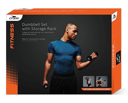 Crane 
 20 lb Dumbbell Set with Rack