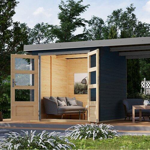 Gartenhaus Hybrid Modern X mit Anbaudach