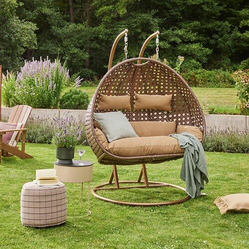 HOME DELUXE Polyrattan Hängesessel TWIN inkl. Regenabdeckung