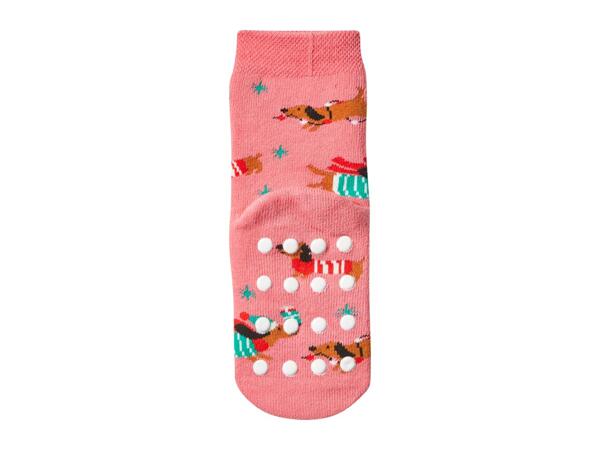 Younger Kids' Pink & Striped Christmas Thermal Socks - 2 Pairs