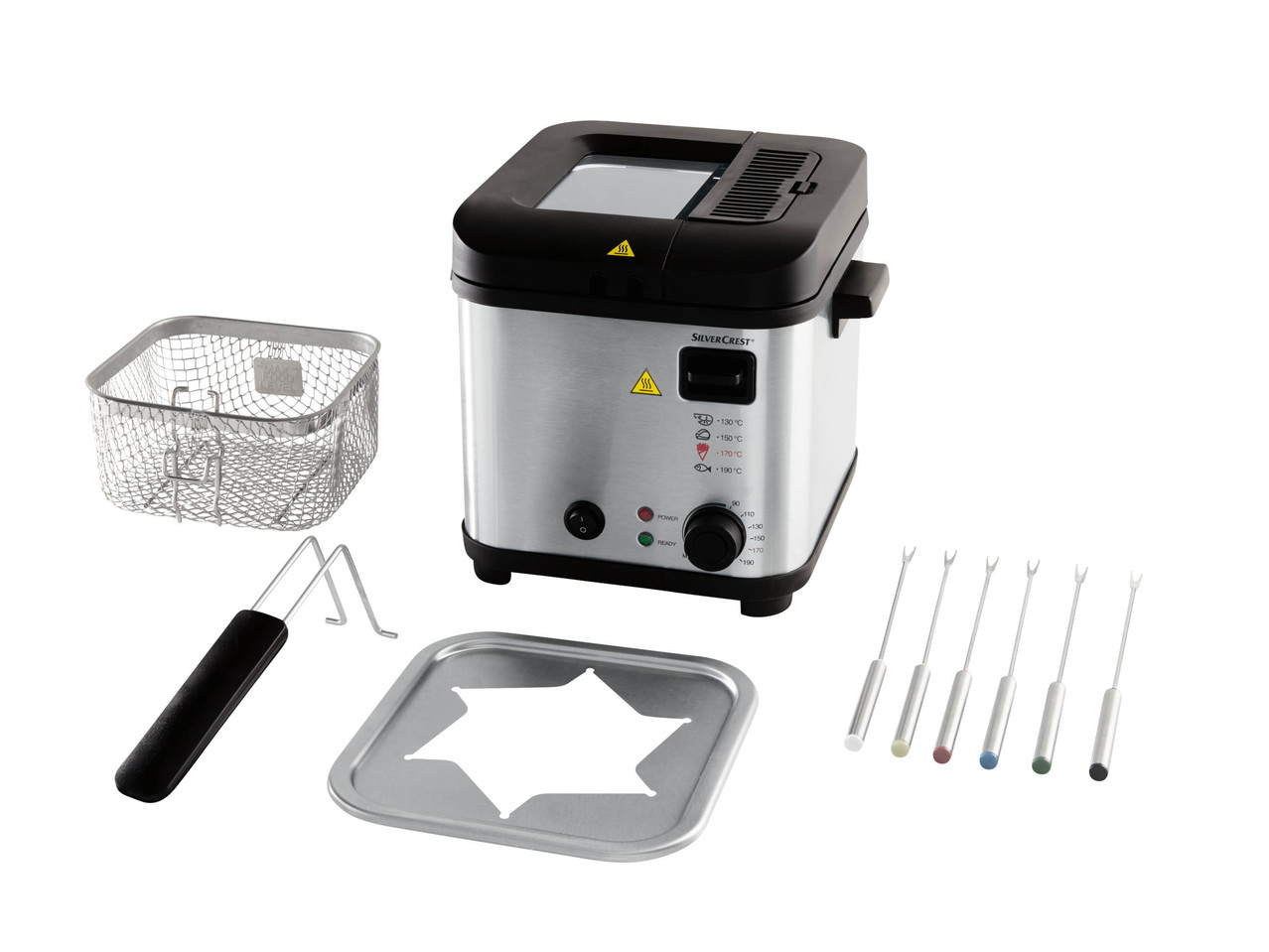 SILVERCREST KITCHEN TOOLS 850W 1.2L Mini Deep Fat Fryer with Fondue