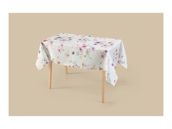 White Tablecloth With Floral Pattern