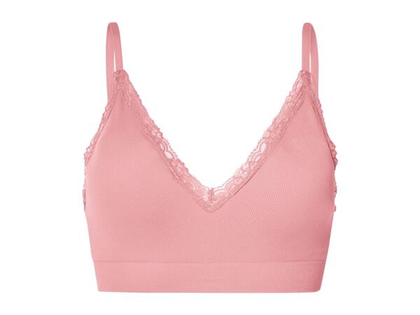 Esmara Ladies' Pink Ribbed Bra With Lace