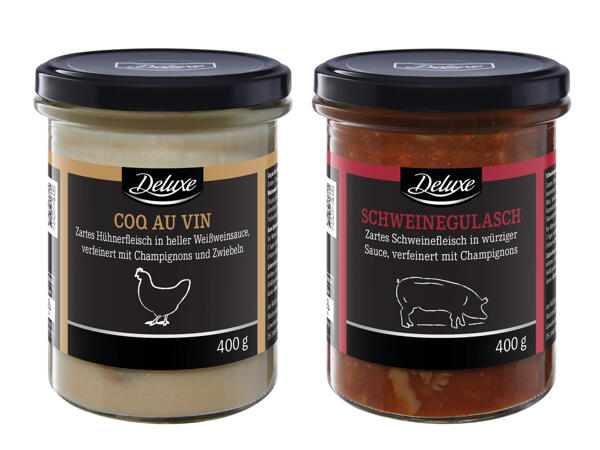 Coq au vin oder Schweinegulasch