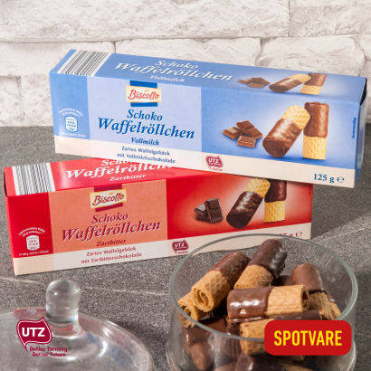 Vaffelrør med chokolade