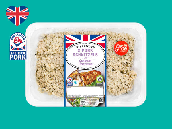 Birchwood 2 British Pork Schnitzels with Garlic & Herb Crumb