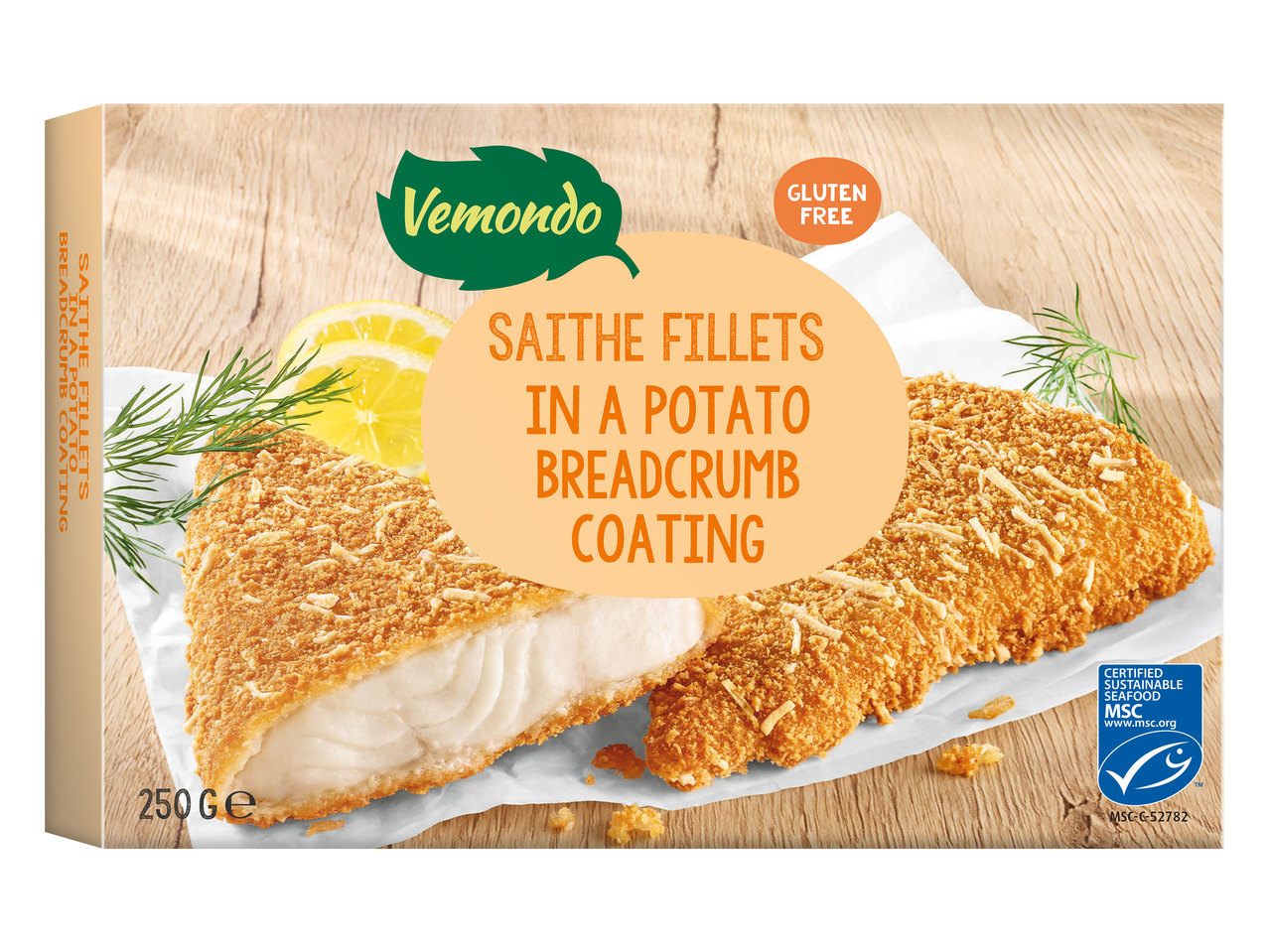 VEMONDO Glutenfreies Seelachsfilet in Kartoffelpanade