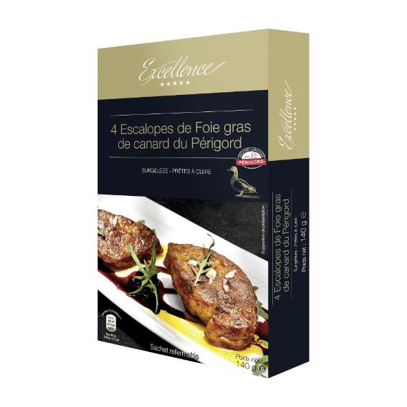 4 Escalopes de foie gras de canard cru du Périgord