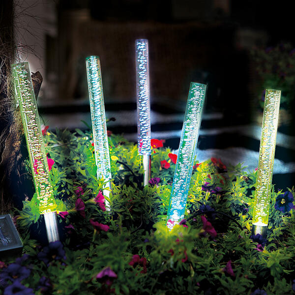 LED-Solar-Sticks 5er oder Solarfackeln 5er