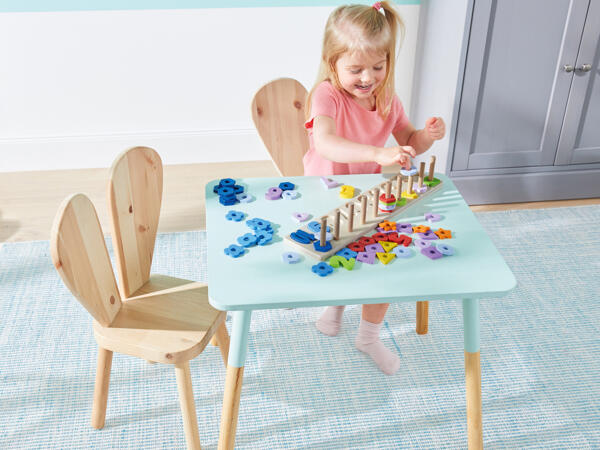 Wooden Learning Game "Stack and Count Toy, Teaching Clock, Table Top Easel"