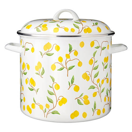 12 Qt Porcelain Enamel Stockpot, Lemon