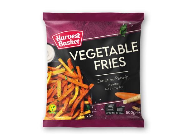 HARVEST BASKET Kartoffelkroketter med fyld, pommes frites med coating eller rodfrugtfritter