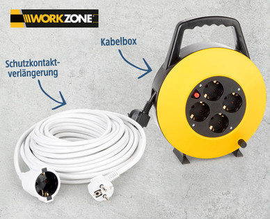 WORKZONE Schutzkontakt- verlängerung/Kabelbox/Mini-Kabeltrommel