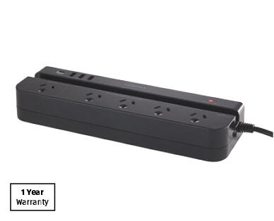 5-Outlet Power Board with Built-In Tablet Holder