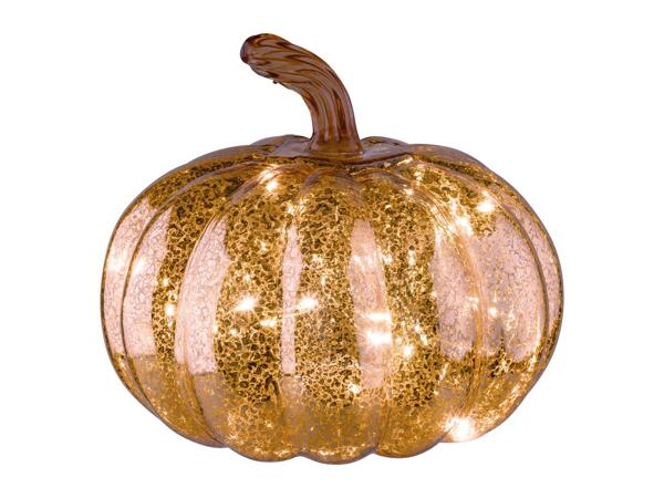 Livarno Home Golden Light-Up Decorative Pumpkin With A Stem