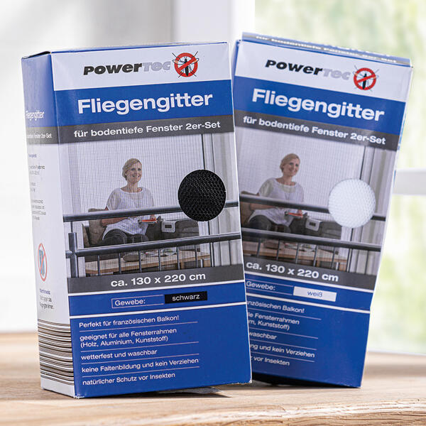Fliegengitter für bodentiefe Fenster 2er-Set