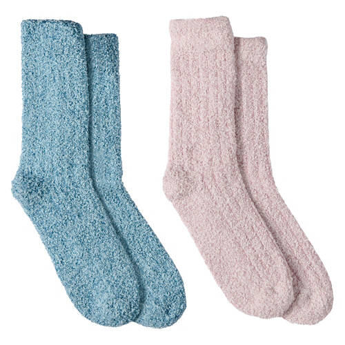 2 Pack Ladies Ultra Soft Socks - Rose & Blue, 4-10
