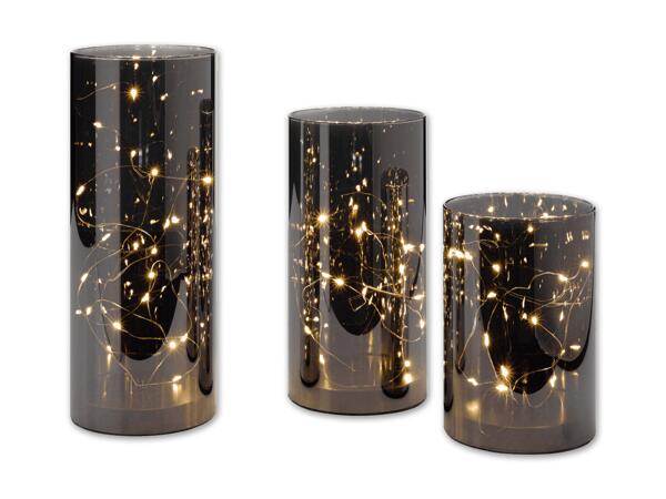 LED-Glasdeko-Set, 3-teilig