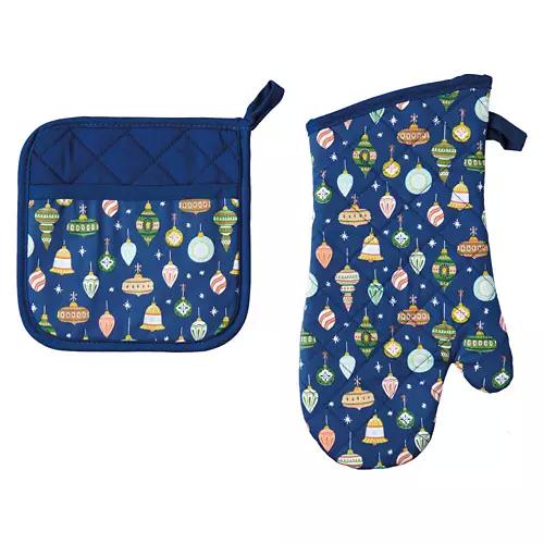 Holiday Oven Mitt & Potholder Set - Ornaments
