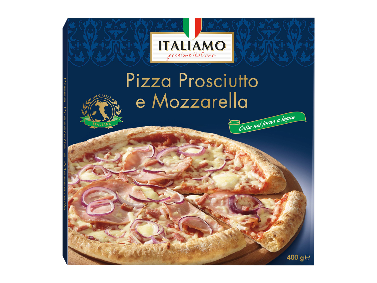 Pizza prosciutto e mozzarella