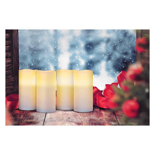 4 Piece Flameless LED Vanilla Scent Candle Set, Ivory