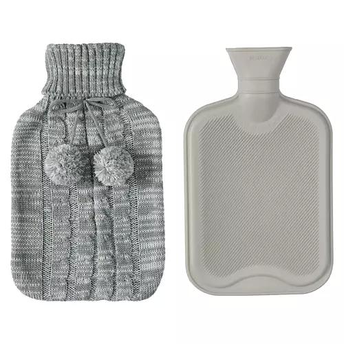 Huggable Heating Bag - Gray Knit Pom Pom