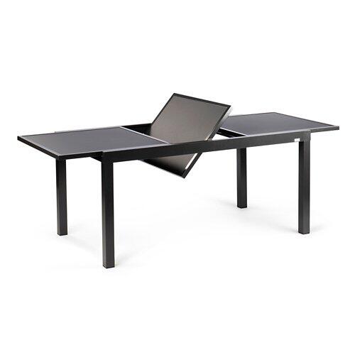 BELAVI Table à rallonge en verre et aluminium, AGET24