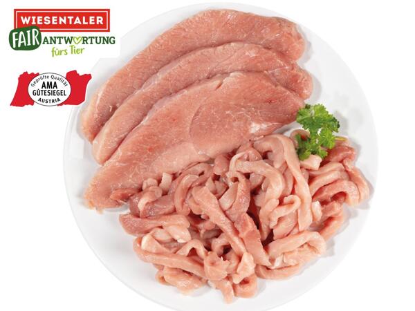 Frische Tierwohl Schnitzel oder frisches Geschnetzeltes