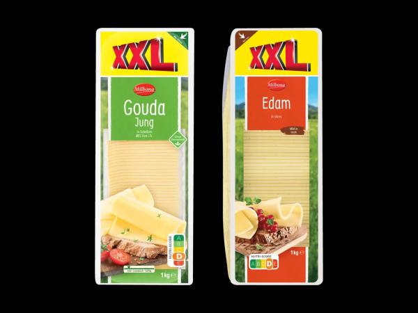 Gouda oder Edamer in Scheiben