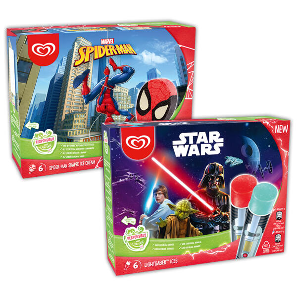 Spider-Man Stieleis oder Star Wars Wassereis