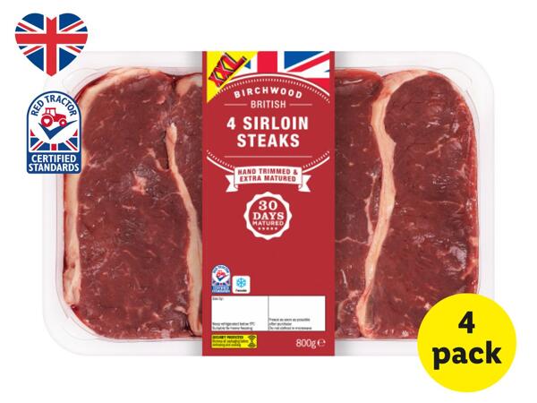 Birchwood 4 British Beef Sirloin Steaks