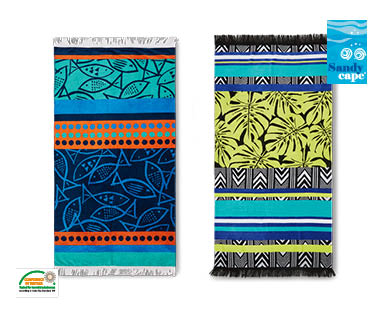 Velour Jacquard Fringed Beach Towel