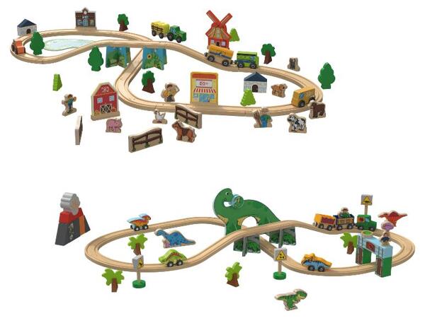 Dřevěná železnice Sada dinosaurů / Statek