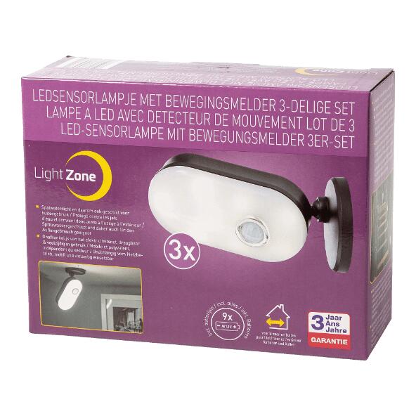 LIGHT ZONE(R) Ledlampen met bewegingsmelder, 3 st.