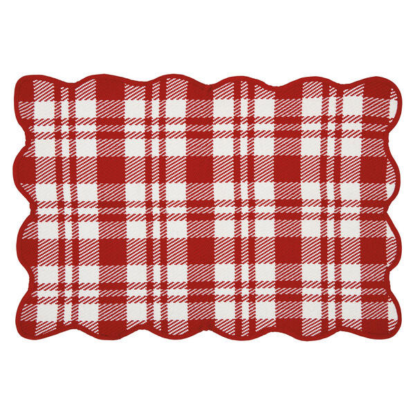 KIRKTON HOUSE Scalloped/Plaid/Red Layering Summer Rug