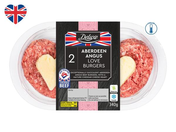 Deluxe Aberdeen Angus ‘Love Burgers' with a Mature Cheddar Cheese Heart