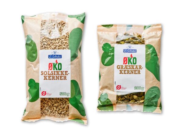 Økologiske solsikke- eller græskarkerner