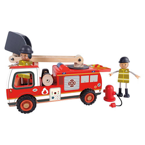 Kids Wooden Vehicle Play Set - Fire Truck