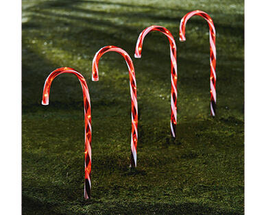 LED Solar Candy Cane Lights 4pk