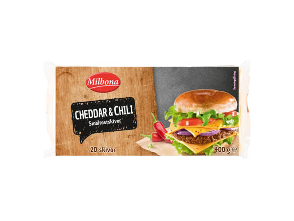Smältost i skivor, cheddar & chili