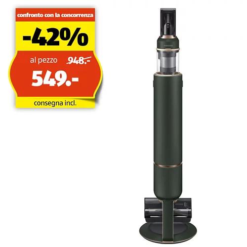 SAMSUNG Aspirapolvere a batteria BESPOKE JetPlus, Complete Extra (580W), Woody Green, VS20B95943N/SW