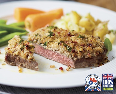 Ready to Cook British Beef Steaks with a Cheese and Peppercorn Crust