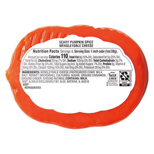 Scary Pumpkin Spice Wensleydale Cheese, 6 oz