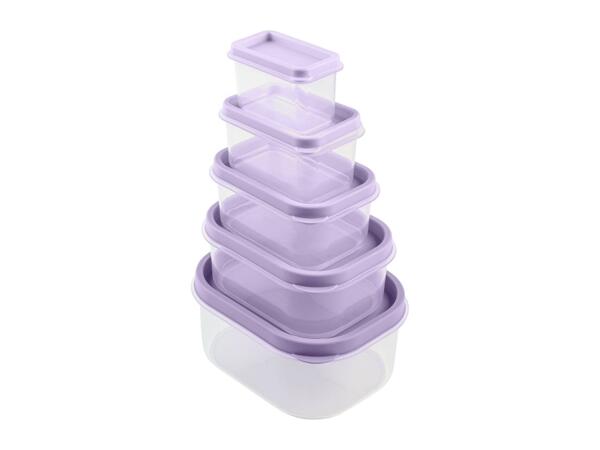 Livarno Home Food Storage Container Set - 5 Piece Set - Rectangular Lilac
