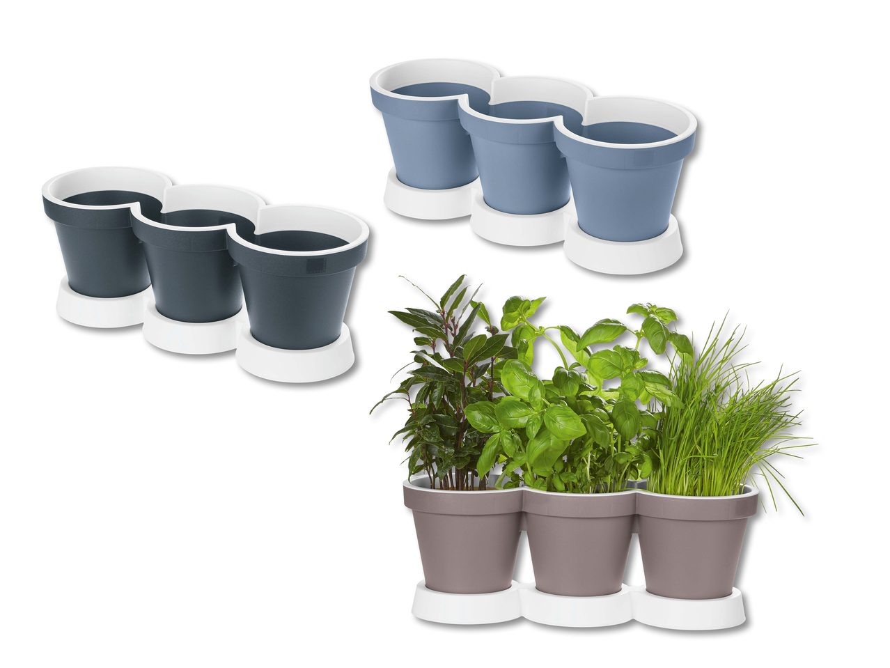 Cache-pot pour 3 plantes aromatiques