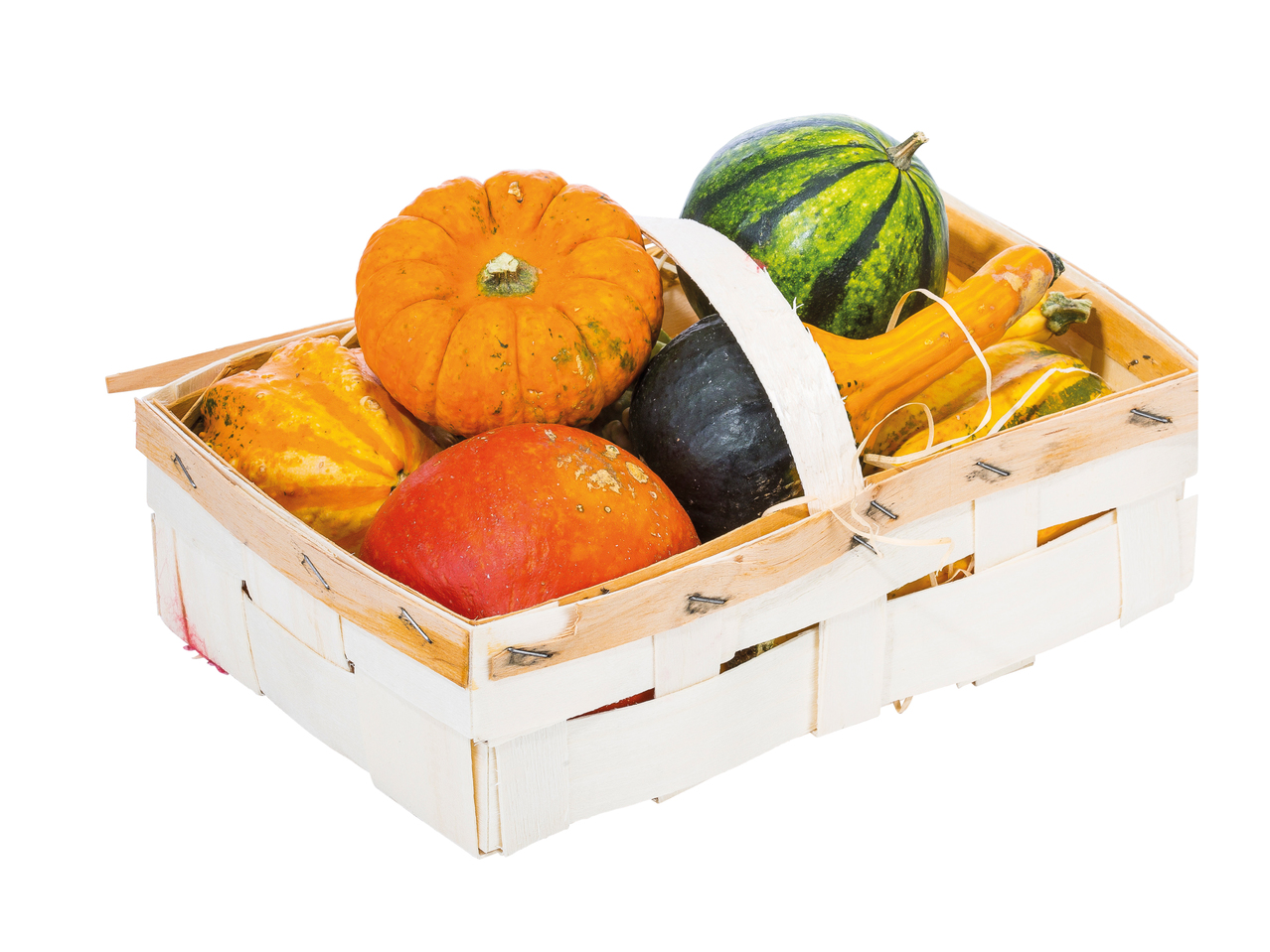 Coloquintes dans une cagette en bois