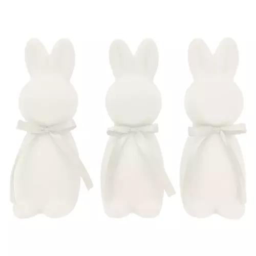 20" Tall Small Flocked Bunnies - Ivory, 3 pack