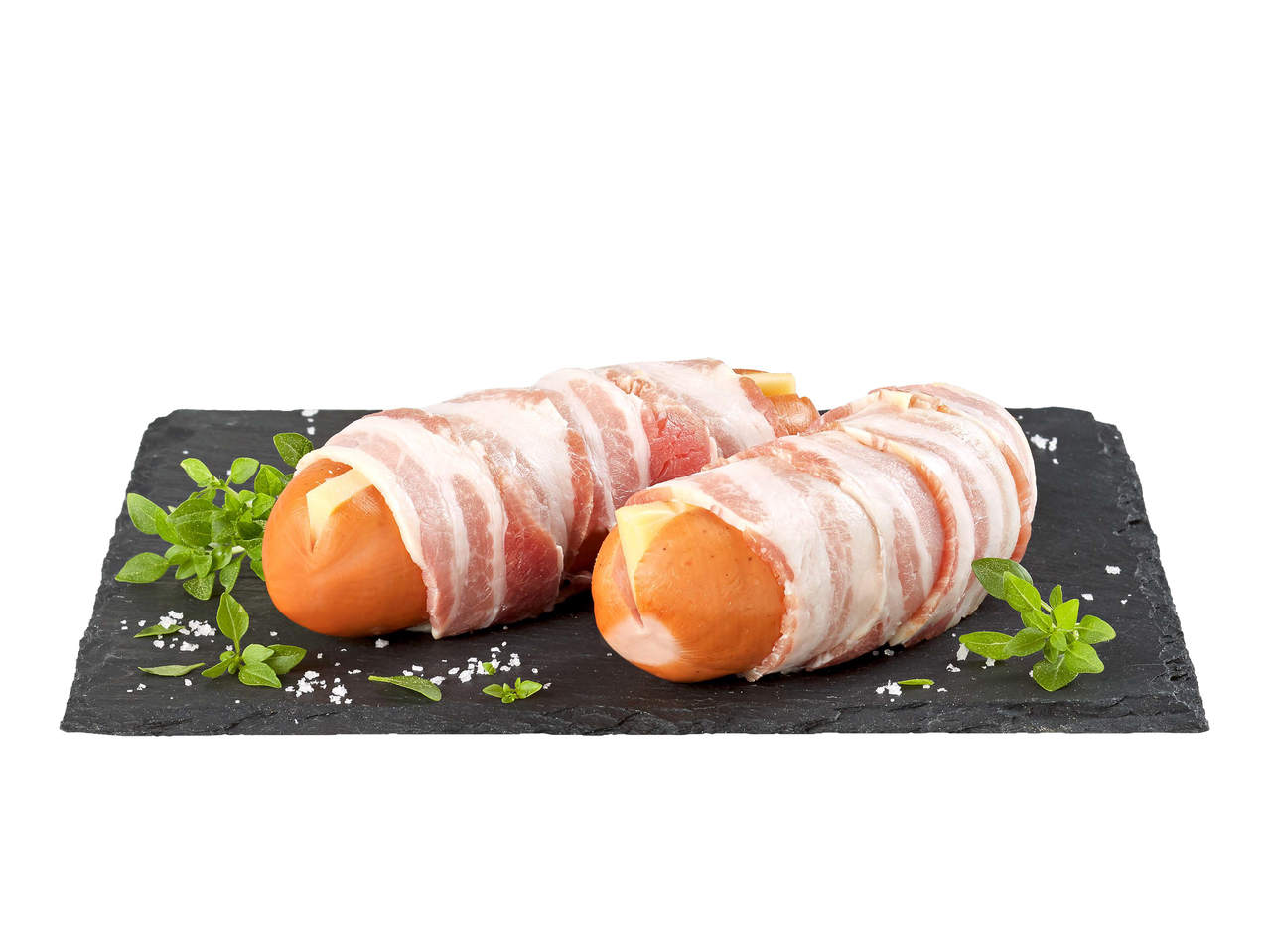 Cervelas au lard et au fromage